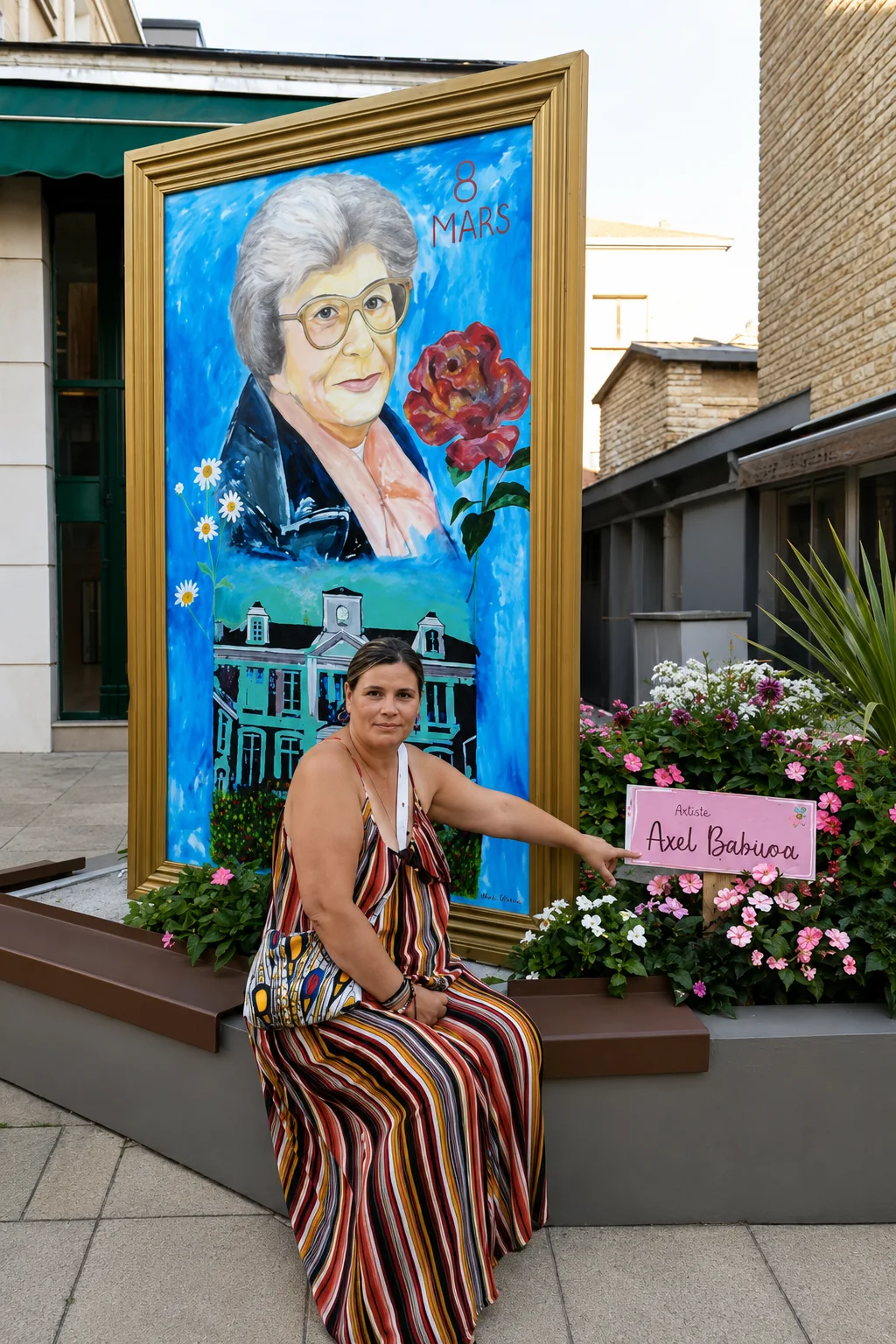 Portrait hommage à Yvette Roudy exposé à Lisieux